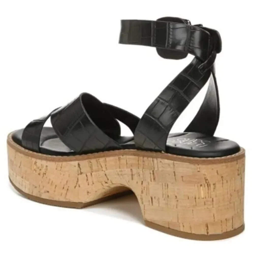 Franco Sarto Sabello Croc Embossed Platform Sandals Size 7